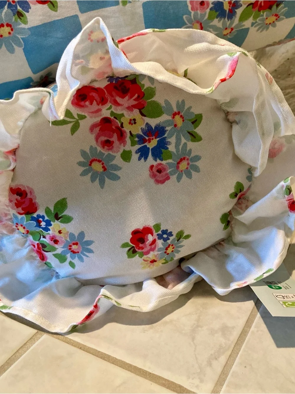 NWT Cath Kidston pair of bolster pillows- checked pattern